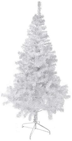 Planta Artificial Arvore Natal 560 Tips C/Base Metal Branco 1.8m