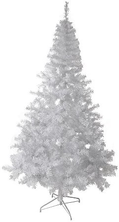 Planta Artificial Arvore Natal 910 Tips C/Base Metal Branco 2.1m