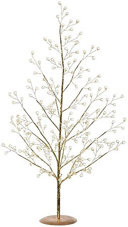 Planta Artificial Mini Arvore Cristal Natal Dourado 55cm