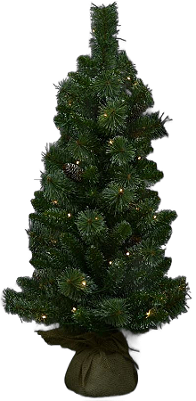 Planta Artificial Arvore Natal C/Led E Pinha 108 Tips C/Base Juta Verde 90cm