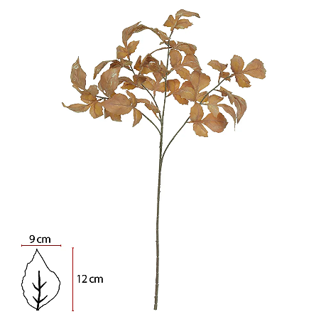 Planta Artificial Galho Folha X23 (marrom outono) 86cm