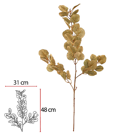 Planta Artificial Galho Eucalipto X38 (verde oliva antigo) 86cm