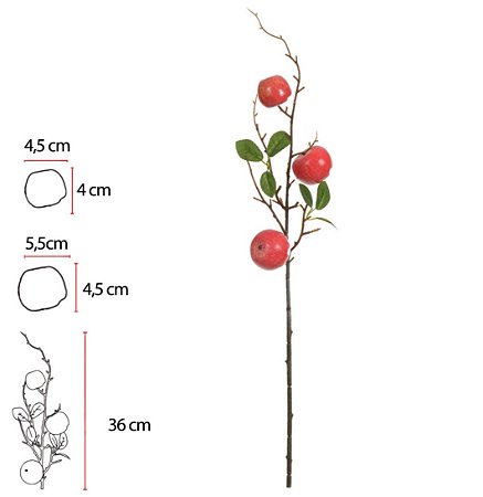 Planta Artificial Galho Fruta X3 (vermelho) 67cm
