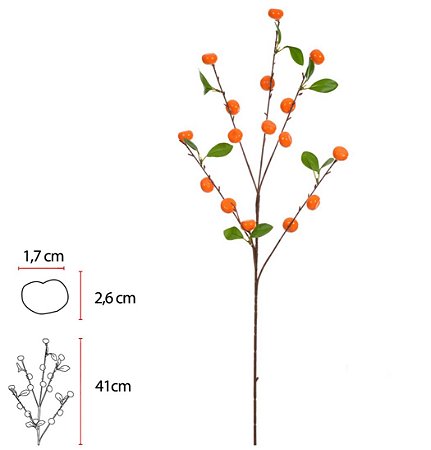 Planta Artificial Galho Fruta X16 (laranja) 85cm