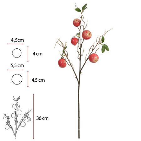 Planta Artificial Galho Fruta X5 (vermelho) 80cm