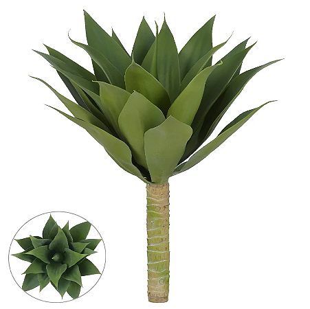 Planta Artificial Folhagem Agave C/Print Plástico X21 (verde) 45cm