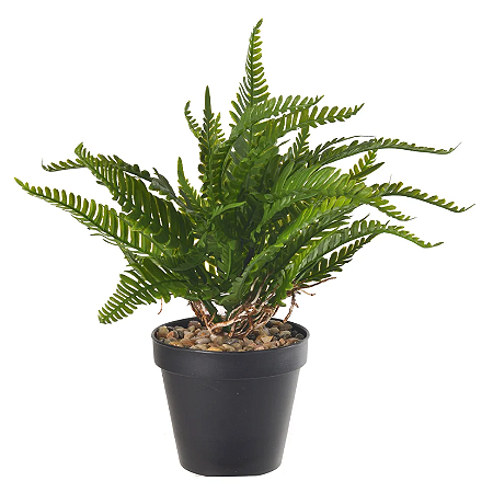 Planta Artificial Folhagem Samambaia C/Pote Plástico X16 (verde) 24cm