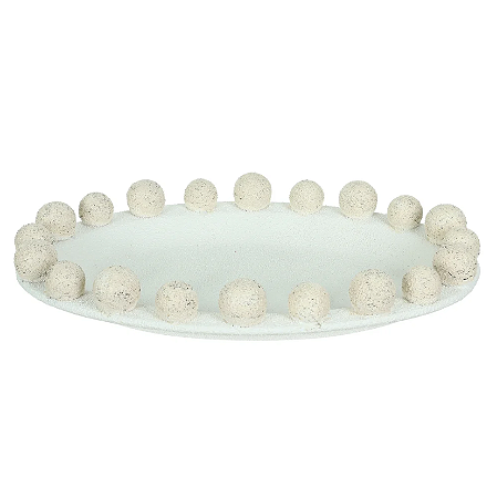 Centro De Mesa Decor Ceramica Balls (branco bege) 7X39X28cm