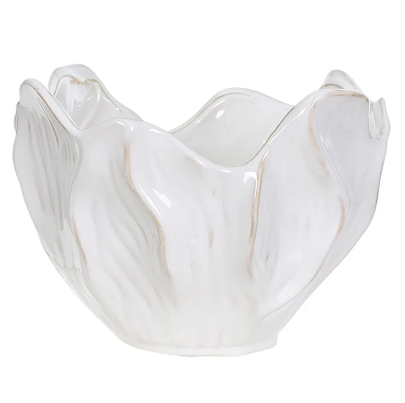 Centro De Mesa Decor Ceramica Organico (off white) 18cm 25,5d
