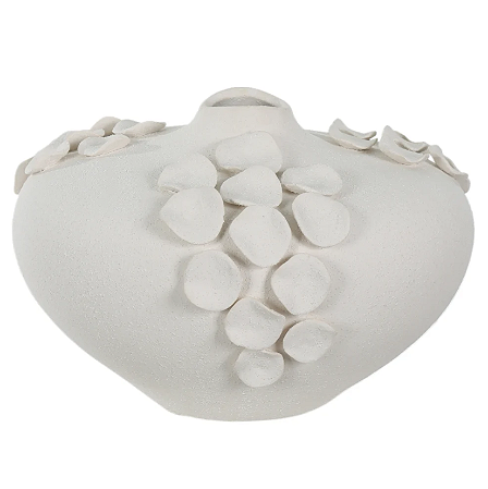 Centro De Mesa Ceramica Com Aplicaçao (Branco) 20X31X27,5cm