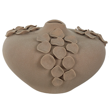 Centro De Mesa Ceramica Com Aplicação (bege) 20X31X27,5cm