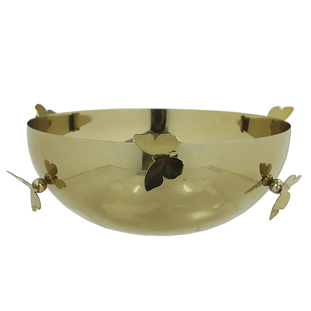 Centro De Mesa Aço Inox Borboletas (dourado) 10,5cm 23d