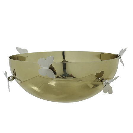 Centro De Mesa Aço Inox Borboletas (dourado prata) 10,5cm 23d