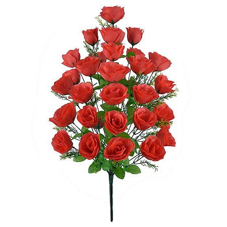 Buquê Flor Artificial Rosa Vermelha 68cm