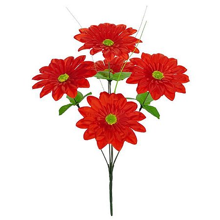 Buquê Flor Artificial Margarida Vermelho 37cm