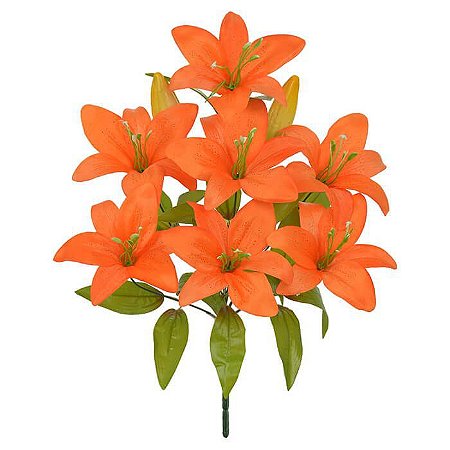 Buquê Flor Artificial Lírio Laranja 45cm