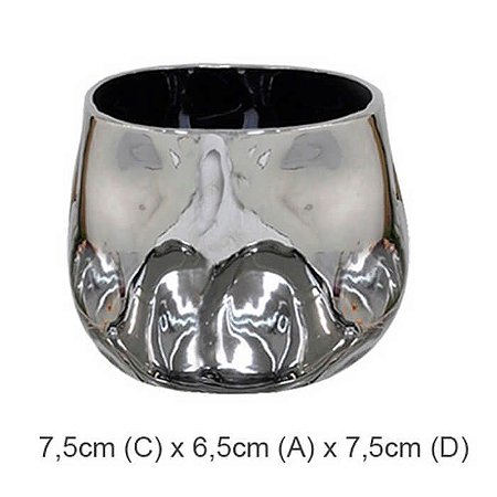 Vaso Cerâmica Espelhado Prata 6,5x7,5cm