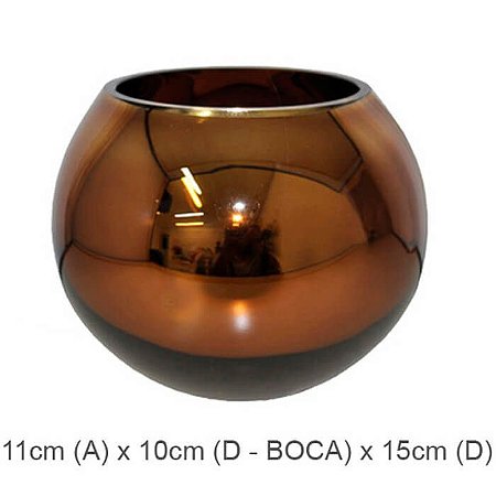 Vaso Vidro Aquário Espelhado Bronze 11cm