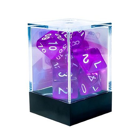 CENTRAL DICES PARA RPG - TRANSLÚCIDO: ROXO E BRANCO