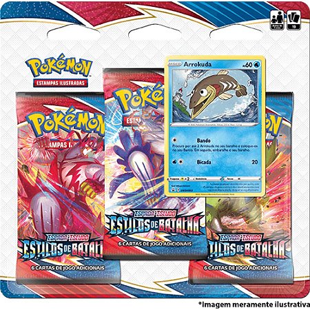 Triple Pack Pokémon Arrokuda Espada e Escudo 5 Estilos de Batalha