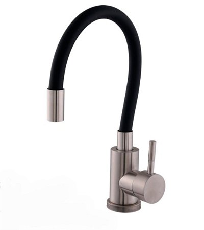 Torneira Misturador Monocomando silicone Preto Mesa Bancada - base escovada