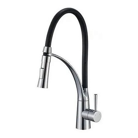 Torneira Cozinha Duplo Jato Monocomando Mangueira Preta