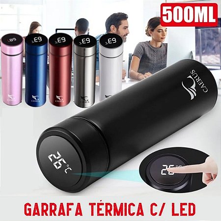 Garrafa Térmica 500ml A Vácuo Com Visor Led Temperatura Café