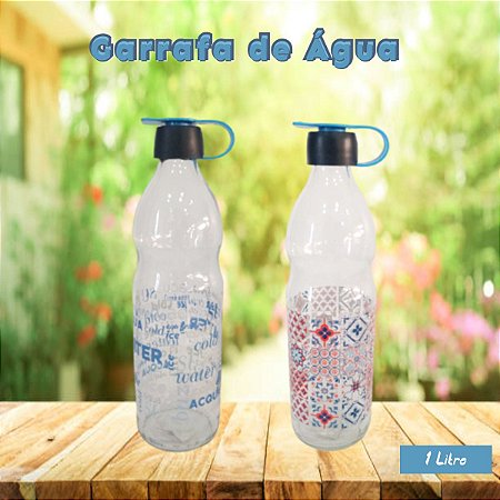 Garrafa de Água 1 Litro Vidro Incolor Decorada Fratelli