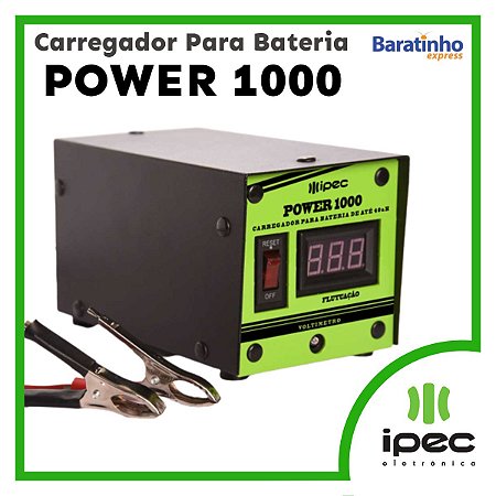 Carregador Para Bateria Bivolt De Carro Moto Power 1000 Ipec