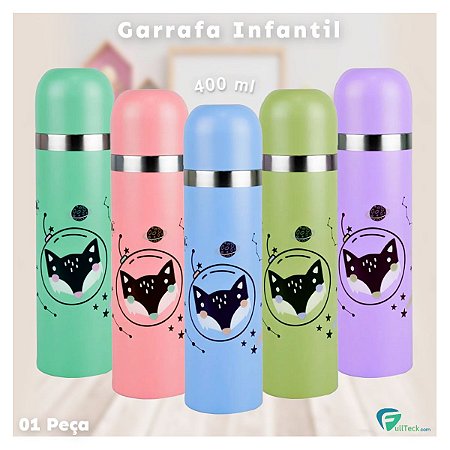 Garrafa Térmica Infantil 400ml Inox Fox Colors Fratelli