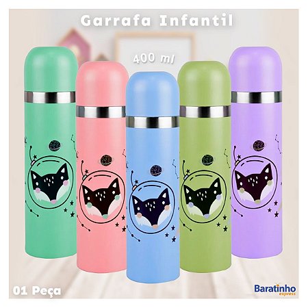 Garrafa Térmica Infantil 400ml Inox Fox Color Fratelli