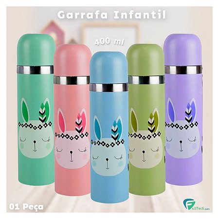 Garrafa Térmica Infantil 400ml Inox Coelho Colors Fratelli