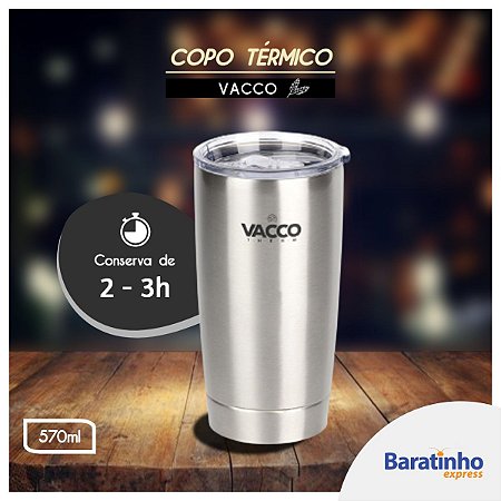 Copo Térmico Vacco Therm 570ml Com Tampa Inox Para Cerveja