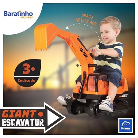 Escavadeira Infantil Gigante Giant Escavator Roma Brinquedos