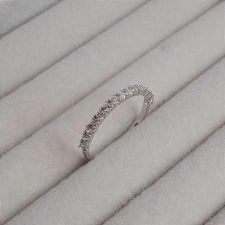 Anel Aparador Zircônias Ródio Branco