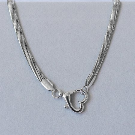 Choker malha ródio branco