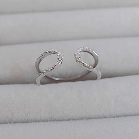 Anel Pontos de Zircônia Ródio Branco