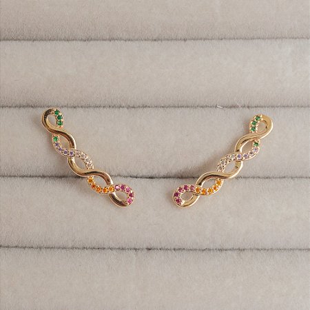 Brinco Ear Cuff Infinito Rainbow