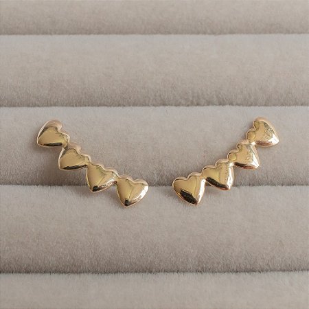 Brinco Ear Cuff Quatro Corações