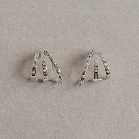 Brinco Ear Hook Ródio Branco