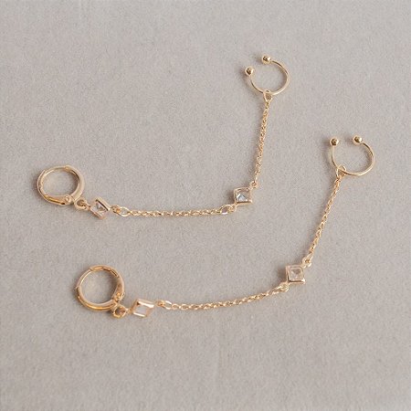 Brinco Argola com Piercing de Fake