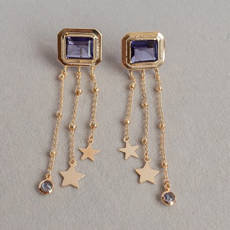 Brinco Tanzanita e Franjas de Estrela