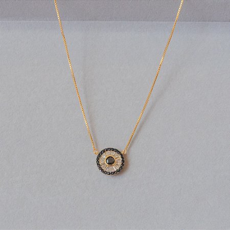 Colar Pizza Zircônia Preta