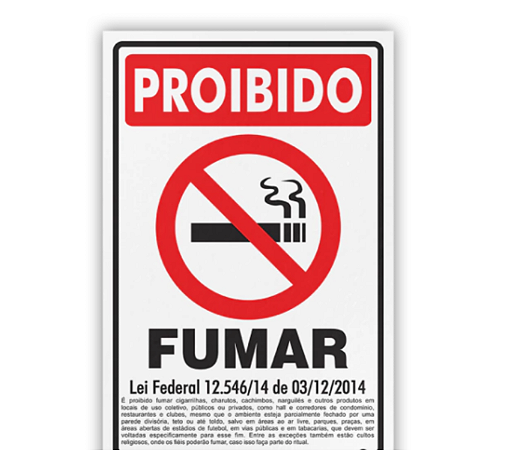 Placa - Proibido Fumar Lei Federal 20X30