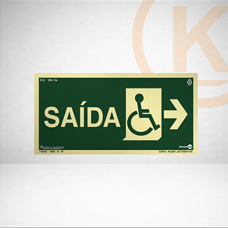 Placa Fotoluminescente S16-D Saída Acessível à Direita