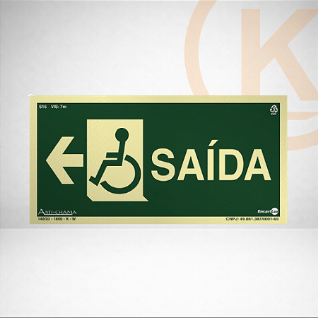Placa Fotoluminescente S16-D Saída Acessível à Esquerda