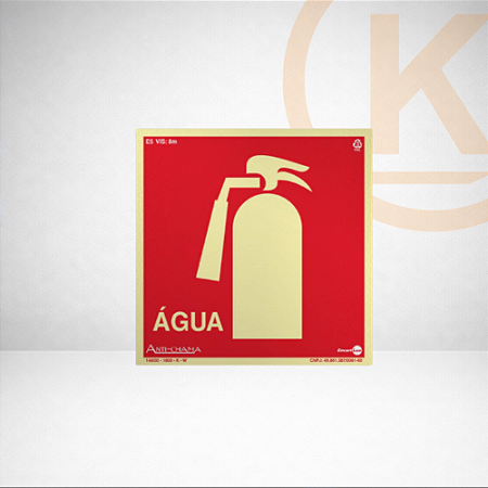 Placa Fotoluminescente - Extintor Água c/ Pictograma