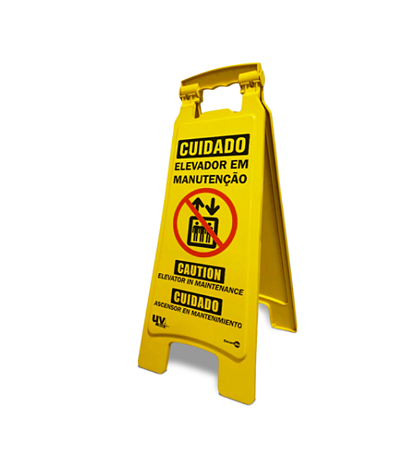 Cavalete Dobrável - Cuidado Elevador em Manutenção