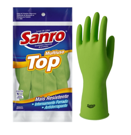 Kit 5 Pares Luva em Látex Reforçada Verde - SANRO