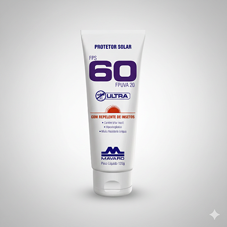 Creme Protetor Solar Fator Fps 60 Com Repelente 120g Mavaro